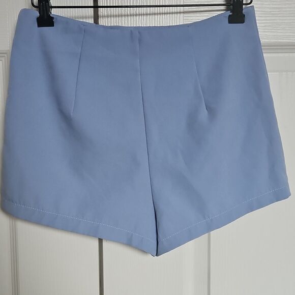 Women's Blue Buttoned Shorts - Picture 5 of 16